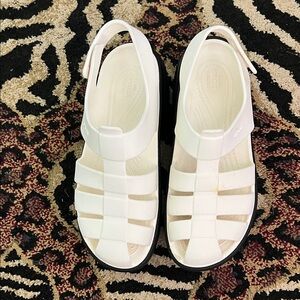 Crocs Womens Stomp Fisherman Sandal White Platform Slides Sandals